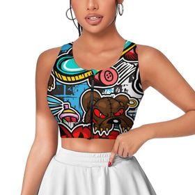 AILLOSA Activewear 3D Baskılı Desen YH-339 Askılı Kadın Atlet
