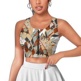 AILLOSA Activewear 3D Baskılı Desen YH-585 Askılı Kadın Atlet
