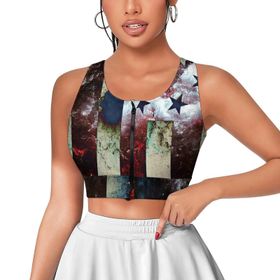 AILLOSA Activewear Tank-Top 3D Baskılı Desen Flag-108 Askılı Kadın Atlet