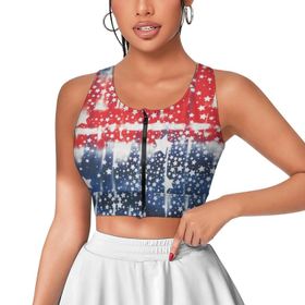 AILLOSA Activewear Tank-Top 3D Baskılı Desen Flag-111 Askılı Kadın Atlet