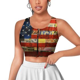 AILLOSA Activewear Tank Top 3D Baskılı Desen Flag-69 Askılı Kadın Atlet