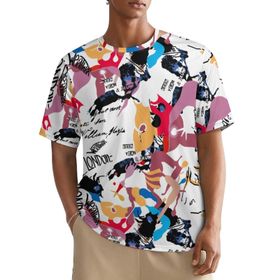 AILLOSA All Over YH-448 Kısa Kollu Baskılı Erkek T-shirt