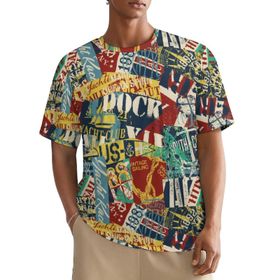 AILLOSA All Over YH-458 Kısa Kollu Baskılı Erkek T-shirt
