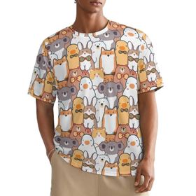 AILLOSA All Over YH-547 Kısa Kollu Baskılı Erkek T-shirt