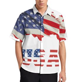 AILLOSA Aloha Hawaii 3D Desen FLAG-37 Kısa Kollu Erkek Gömlek