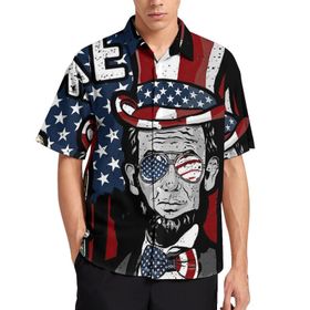 AILLOSA Aloha Hawaii 3D Desen FLAG-87 Kısa Kollu Erkek Gömlek