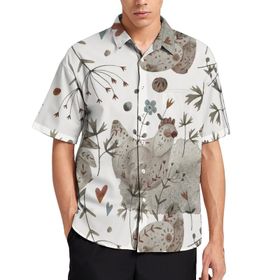 AILLOSA Aloha Hawaii 3D Desen YH-82 Kısa Kollu Erkek Gömlek