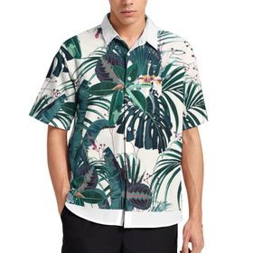 AILLOSA Aloha Hawaii 3D Desen YH-90 Kısa Kollu Erkek Gömlek