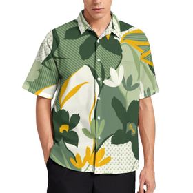 AILLOSA Aloha Hawaii 3D Desen YH-93 Kısa Kollu Erkek Gömlek
