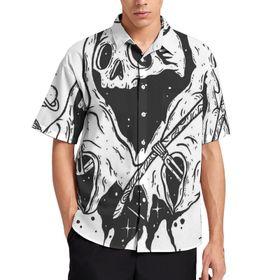 AILLOSA CGF-01 Aloha Hawaii 3D Desen Kısa Kollu Erkek Gömlek