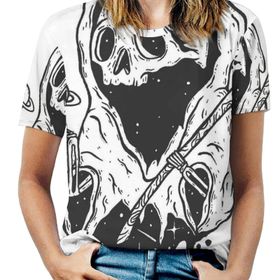 AILLOSA CGF-01 Tamamı Baskılı Kısa Kollu Yuvarlak Yaka Kadın T-shirt