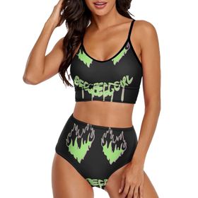 AILLOSA CGF-03 Geniş Omuz Askılı Üçgen Bikini Üstü Alçak Bel İki Parça Kadın Bikini Seti