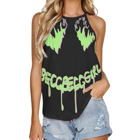 AILLOSA CGF-03 Yuvarlak Yaka Kolsuz Kadın T-shirt