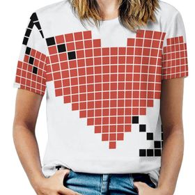 AILLOSA CGF-04 Tamamı Baskılı Kısa Kollu Yuvarlak Yaka Kadın T-shirt
