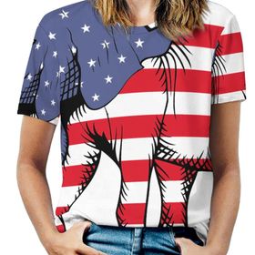 AILLOSA FLAG-01 Tamamı Baskılı Kısa Kollu Yuvarlak Yaka Kadın T-shirt