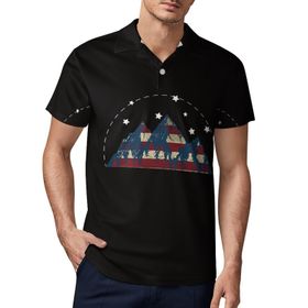 AILLOSA FLAG-02 3D Baskılı Desen Kısa Kollu Polo Yaka Erkek T-shirt