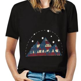 AILLOSA FLAG-02 Tamamı Baskılı Kısa Kollu Yuvarlak Yaka Kadın T-shirt