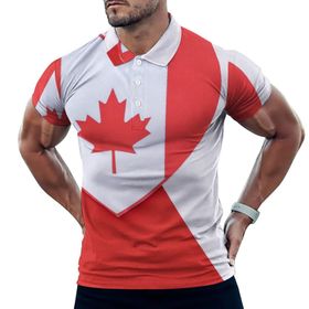 AILLOSA FLAG-04 3D Baskılı Desen Kısa Kollu Polo Yaka Erkek T-shirt