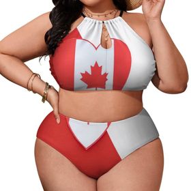 AILLOSA Flag-04 Büyük Beden Geniş Askılı Orta Bel Büyük Beden Kadın Bikini Seti