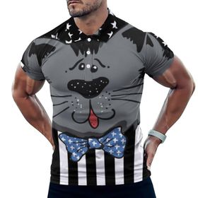 AILLOSA FLAG-05 3D Baskılı Desen Kısa Kollu Polo Yaka Erkek T-shirt