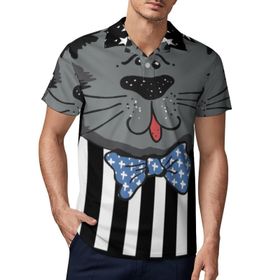 AILLOSA FLAG-05 3D Baskılı Desen Kısa Kollu Polo Yaka Erkek T-shirt