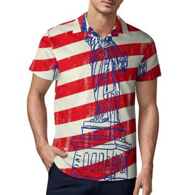 AILLOSA FLAG-06 3D Baskılı Desen Kısa Kollu Polo Yaka Erkek T-shirt