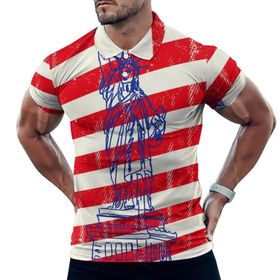AILLOSA FLAG-06 3D Baskılı Desen Kısa Kollu Polo Yaka Erkek T-shirt