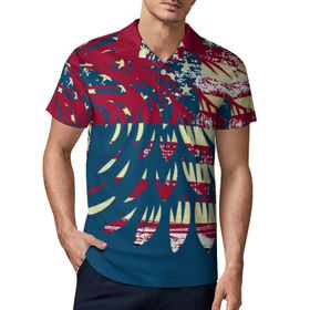 AILLOSA FLAG-09 3D Baskılı Desen Kısa Kollu Polo Yaka Erkek T-shirt