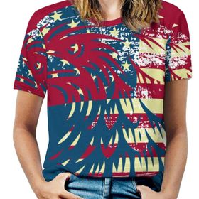 AILLOSA FLAG-09 Tamamı Baskılı Kısa Kollu Yuvarlak Yaka Kadın T-shirt