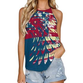 AILLOSA FLAG-09 Yuvarlak Yaka Kolsuz Kadın T-shirt