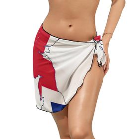 AILLOSA FLAG-102 Sarong Wrap Beyaz Siyah Kadın Plaj Elbise