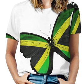 AILLOSA FLAG-103 Tamamı Baskılı Kısa Kollu Yuvarlak Yaka Kadın T-shirt