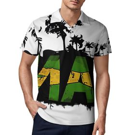 AILLOSA FLAG-104 3D Baskılı Desen Kısa Kollu Polo Yaka Erkek T-shirt