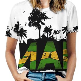 AILLOSA FLAG-104 Tamamı Baskılı Kısa Kollu Yuvarlak Yaka Kadın T-shirt