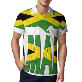 AILLOSA FLAG-105 3D Baskılı Desen Kısa Kollu Polo Yaka Erkek T-shirt