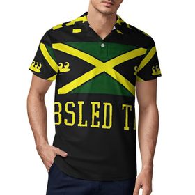 AILLOSA FLAG-107 3D Baskılı Desen Kısa Kollu Polo Yaka Erkek T-shirt