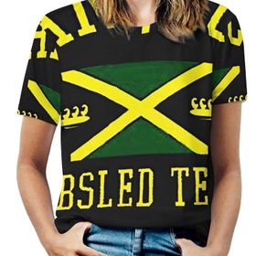 AILLOSA FLAG-107 Tamamı Baskılı Kısa Kollu Yuvarlak Yaka Kadın T-shirt