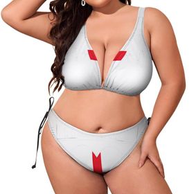 AILLOSA FLAG-109 Dolgulu İki Parça Boyundan Bağlı Büyük Beden Kadın Bikini Seti