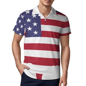 AILLOSA FLAG-11 3D Baskılı Desen Kısa Kollu Polo Yaka Erkek T-shirt