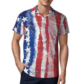 AILLOSA FLAG-110 3D Baskılı Desen Kısa Kollu Polo Yaka Erkek T-shirt