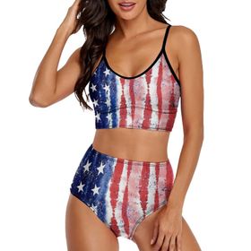 AILLOSA FLAG-110 Geniş Omuz Askılı Üçgen Bikini Üstü Alçak Bel İki Parça Kadın Bikini Seti
