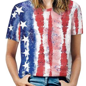 AILLOSA FLAG-110 Tamamı Baskılı Kısa Kollu Yuvarlak Yaka Kadın T-shirt
