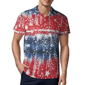 AILLOSA FLAG-111 3D Baskılı Desen Kısa Kollu Polo Yaka Erkek T-shirt