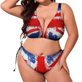 AILLOSA FLAG-115 Dolgulu İki Parça Boyundan Bağlı Büyük Beden Kadın Bikini Seti
