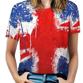AILLOSA FLAG-115 Tamamı Baskılı Kısa Kollu Yuvarlak Yaka Kadın T-shirt