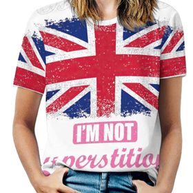 AILLOSA FLAG-116 Tamamı Baskılı Kısa Kollu Yuvarlak Yaka Kadın T-shirt