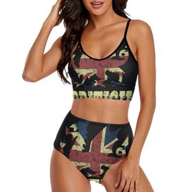 AILLOSA FLAG-117 Geniş Omuz Askılı Üçgen Bikini Üstü Alçak Bel İki Parça Kadın Bikini Seti