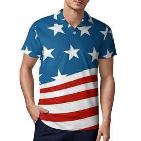 AILLOSA FLAG-118 3D Baskılı Desen Kısa Kollu Polo Yaka Erkek T-shirt
