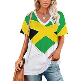 AILLOSA FLAG-120 Tamamı Baskılı V Yaka Kısa Kollu Kadın T-shirt