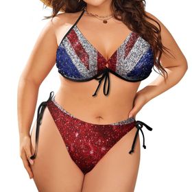 AILLOSA Flag-122 Karın Kontrolü İki Parça Büyük Beden Kadın Bikini Seti